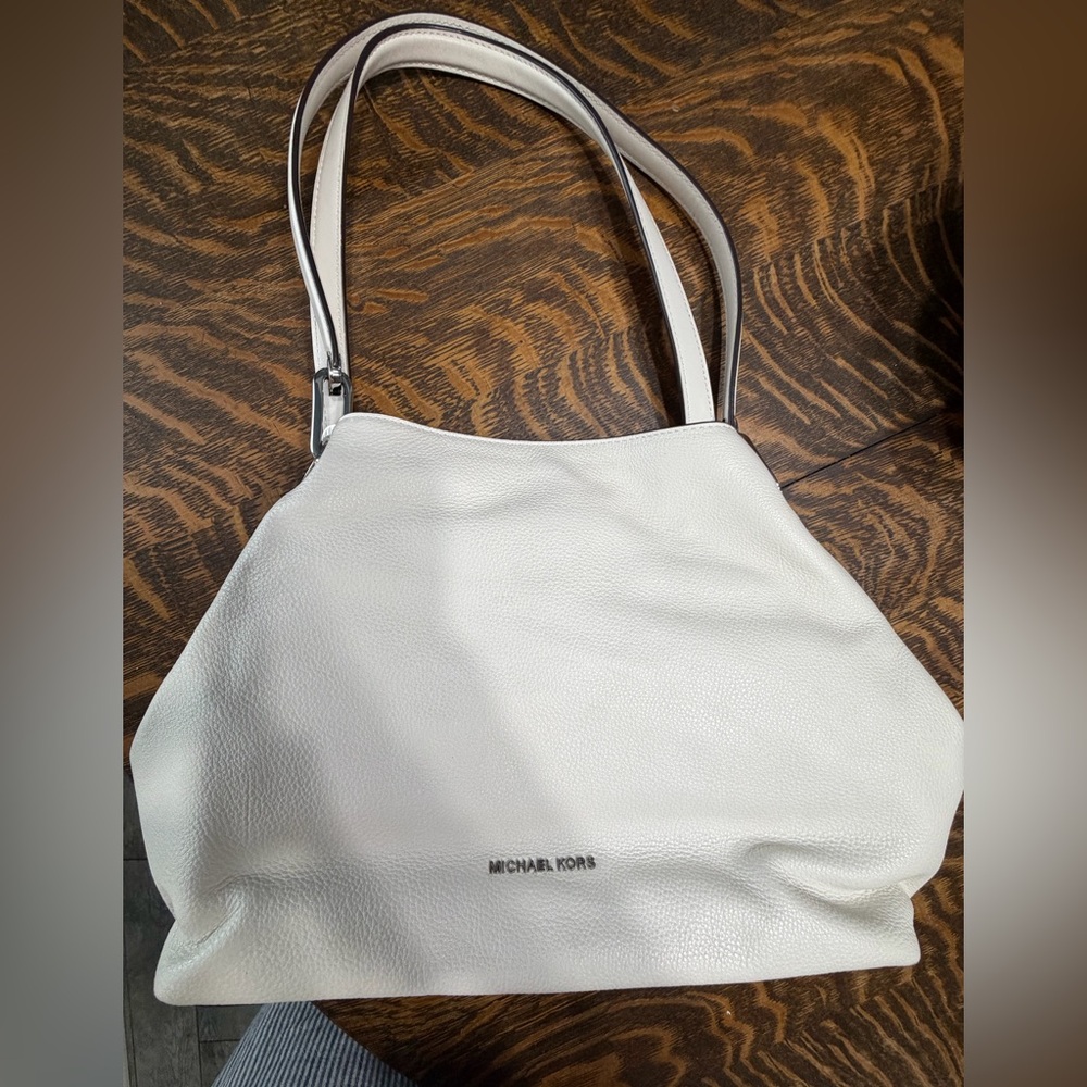 Michael Kors White Pebbled Leather Shoulder Bag